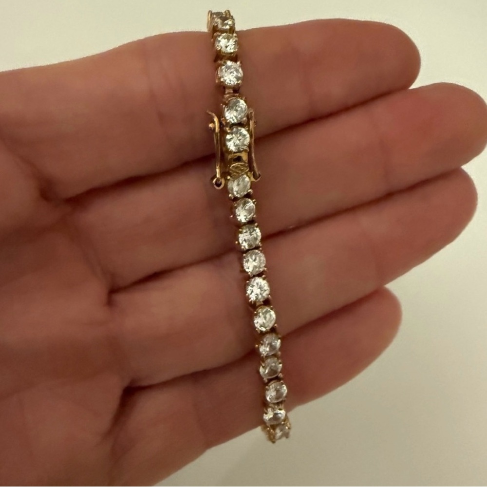 Vintage Gold-Tone 7.75” Tennis Bracelet - Picture 2 of 5